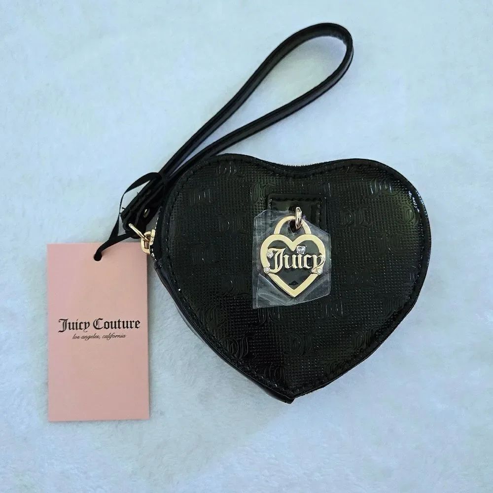 Juicy🍊 Couture "Simply Perfect" Black Heart🖤 Zip Around Coin Purse - NWT